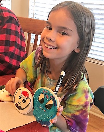 My niece, Dominique, loving cookie decorating!